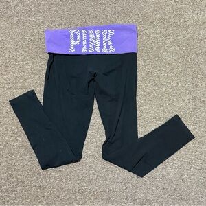 Vs Pink Vintage Foldover Zebra Leggings